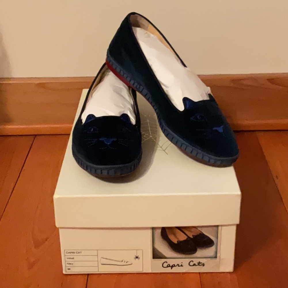 Charlotte Olympia Blue Flats with Elegant Design